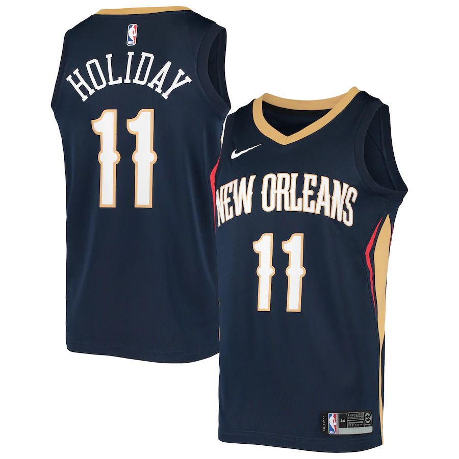 Men New Orleans Pelicans 11 Jrue Holiday Nike Navy Swingman NBA Jersey